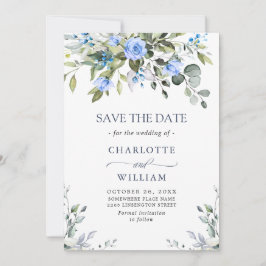 Elegant Eucalyptus Blue Rose Blumenhochzeit Save The Date