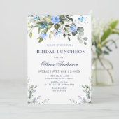 Elegant Eucalyptus Blue Rose BRIDAL LUNCHEON Einladung (Stehend Vorderseite)