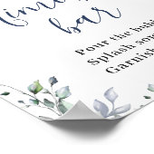 Elegant Eucalyptus Blue Rose Floral Mimosa Bar Poster (Ecke)