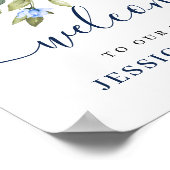 Elegant Eucalyptus Blue Rose Hochzeit Willkommen Poster (Ecke)