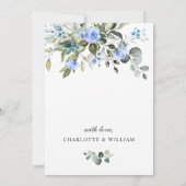 Elegant Eucalyptus Blue Rose PROBE DINNER Einladung (Rückseite)