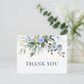 Elegant Eucalyptus Blue Rose Vielen Dank Postkarte (Stehend Vorderseite)