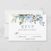 Elegant Eucalyptus Blue Rose Wedding RSVP Karte (Vorderseite)
