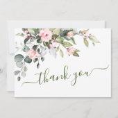 Elegant Eucalyptus Blush Roses Floral Dankeskarte (Vorderseite)