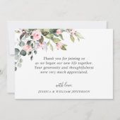 Elegant Eucalyptus Blush Roses Floral Dankeskarte (Rückseite)