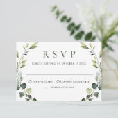 Elegant Eucalyptus Bohemisch Wedding MEAL ENTSCHEI RSVP Karte (Stehend Vorderseite)