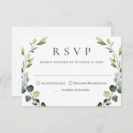 Elegant Eucalyptus Bohemisch Wedding MEAL ENTSCHEI RSVP Karte (Vorne/Hinten)