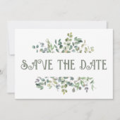 Elegant Eucalyptus Boho Greenery Wedding Save The Date (Vorderseite)