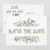 Elegant Eucalyptus Boho Greenery Wedding Save The Date (Vorne/Hinten)