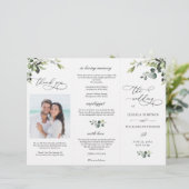 Elegant Eucalyptus Boho Hochzeitsfeierprogramm (Stehend Vorderseite)