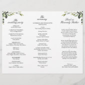 Elegant Eucalyptus Boho Hochzeitsfeierprogramm (Rückseite)