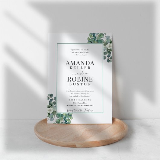 Elegant Eucalyptus Border Wedding Einladung
