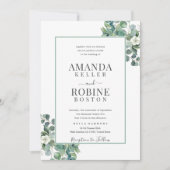 Elegant Eucalyptus Border Wedding Einladung (Vorderseite)