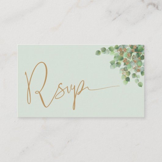 Elegant Eucalyptus Botanical Greenery Gold UAWG QR Begleitkarte (Rückseite)