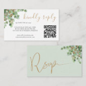 Elegant Eucalyptus Botanical Greenery Gold UAWG QR Begleitkarte (Vorne/Hinten)