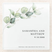 Elegant Eucalyptus Botanical Wedding Glasuntersetzer (Vorderseite)
