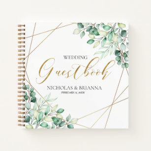 Elegant Eucalyptus Botanical Wedding Guestbook Notizblock