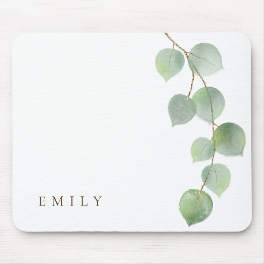 Elegant Eucalyptus Branch Feminine Name Mousepad (Vorne)