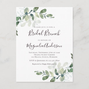 Elegant Eucalyptus Bridal Brunch Einladung Postca Postkarte