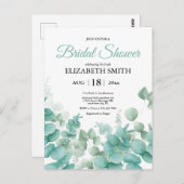 Elegant Eucalyptus Bridal Dusche Einladung Postkarte (Vorne/Hinten)