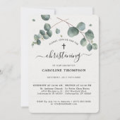 Elegant Eucalyptus Christening Einladung (Vorderseite)