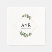 Elegant Eucalyptus Couple Initials Wedding Serviette (Vorderseite)