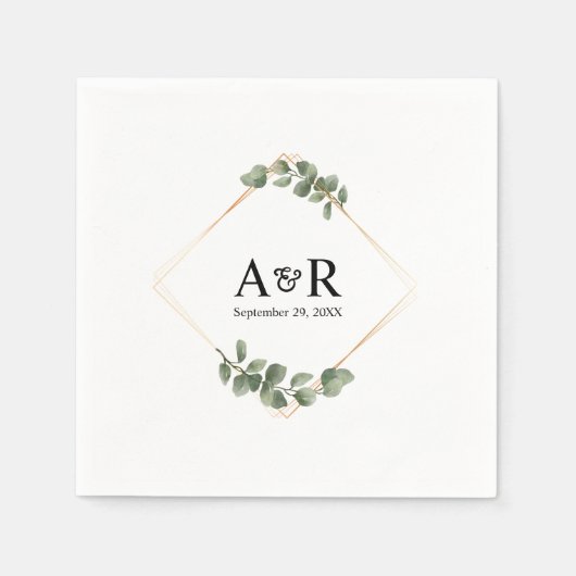 Elegant Eucalyptus Couple Initials Wedding Serviette (Vorderseite)