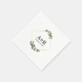 Elegant Eucalyptus Couple Initials Wedding Serviette (Ecke)
