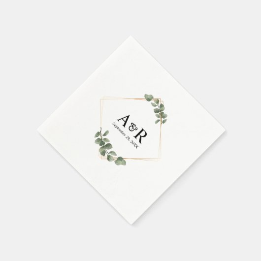 Elegant Eucalyptus Couple Initials Wedding Serviette (Ecke)