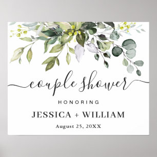 Elegant Eucalyptus COUPLE SHOWER Welcome Sign Poster
