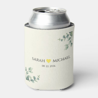Elegant Eucalyptus Cream and yellow Heart wedding Dosenkühler