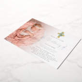 Elegant Eucalyptus Cross Foto Christening Real Folieneinladung (Gedreht)