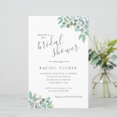 Elegant Eucalyptus Dusty Blue Brautparty Einladung (Stehend Vorderseite)