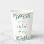 Elegant Eucalyptus Dusty Blue Brautparty Pappbecher (Rückseite)