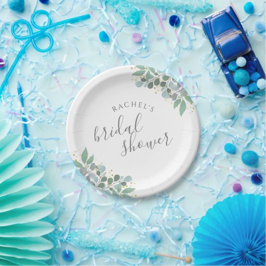 Elegant Eucalyptus Dusty Blue Brautparty Pappteller (Party)