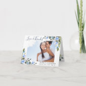 Elegant Eucalyptus Dusty Blue Rose Einfaches FOTO Dankeskarte (Vorderseite)