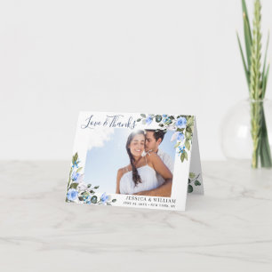 Elegant Eucalyptus Dusty Blue Rose Einfaches FOTO Dankeskarte