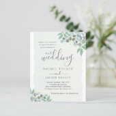 Elegant Eucalyptus Dusty Blue Wedding Einladung (Stehend Vorderseite)