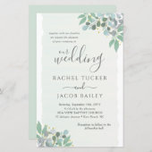 Elegant Eucalyptus Dusty Blue Wedding Einladung (Vorne/Hinten)