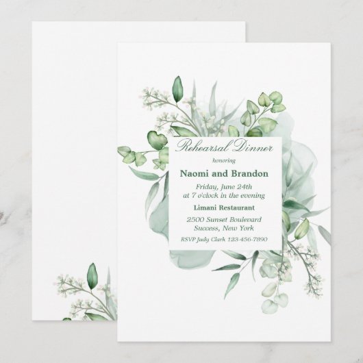 Elegant Eucalyptus Einladung (Vorne/Hinten)