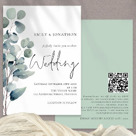 Elegant Eucalyptus Elegant Script Sage Wedding Einladung