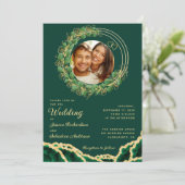 Elegant Eucalyptus Emerald Green Wedding Foto Einladung (Stehend Vorderseite)