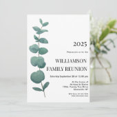 Elegant Eucalyptus Family Wiedersehen Einladung (Stehend Vorderseite)