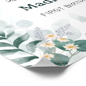 Elegant Eucalyptus First Birthday Welcome Poster (Ecke)