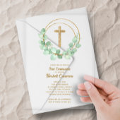 Elegant Eucalyptus First Communion Acryleinladungen