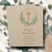 Elegant Eucalyptus First Communion Einladung
