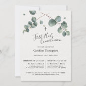 Elegant Eucalyptus First Holy Communion Einladung (Vorderseite)