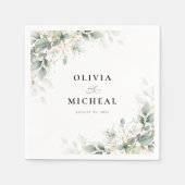 Elegant Eucalyptus Floral Greenery Wedding Napkins Serviette (Vorderseite)