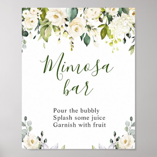 Elegant Eucalyptus Floral Mimosa Bar Wedding Sign Poster (Vorne)