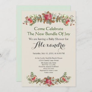 Elegant Eucalyptus Floral Mint Green Baby Shower
